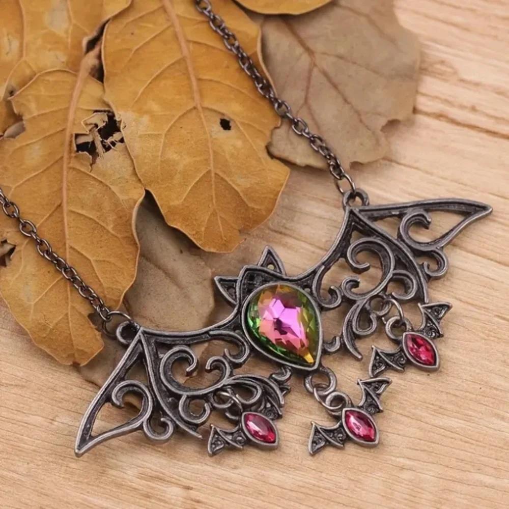 Bat Rhinestone Necklace
